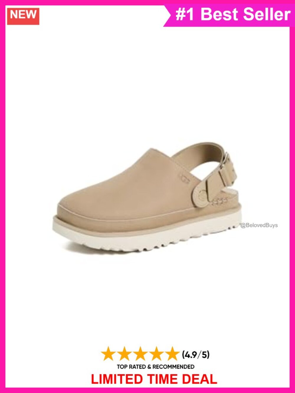 Nubuck Clog with Leather Strap Adjustable Heel Eco-Friendly
